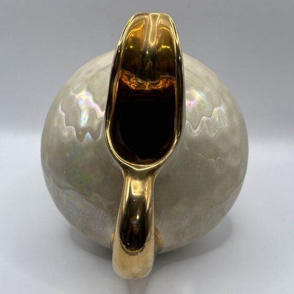 Vintage Opalescent Pearl Pitcher with Gold Handle - Picture 5 of 8